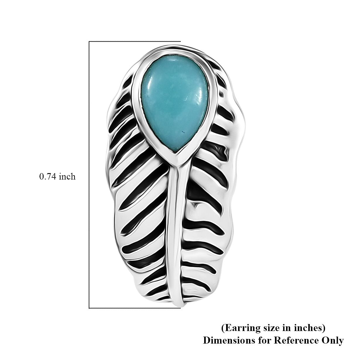 D'Joy Indian Artisan Crafted Sleeping Beauty Turquoise 1.10 ctw Feather Earrings in Black Oxidized Sterling Silver
