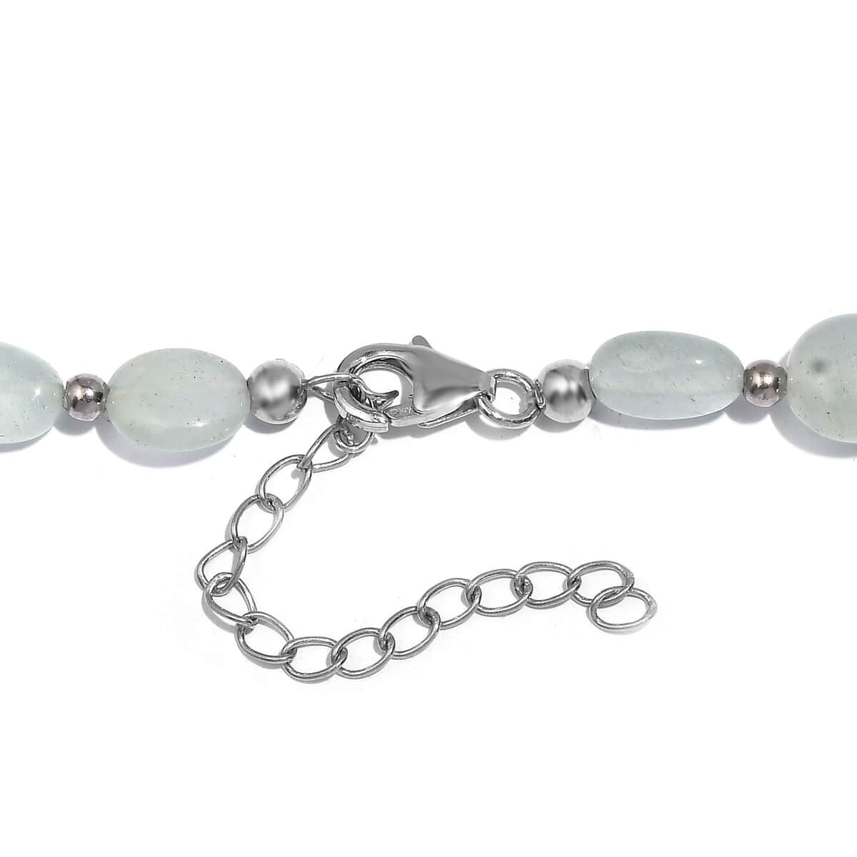 Aquamarine 138.00 ctw Beaded Necklace in Rhodium Over Sterling Silver 18-20 Inches image number 4