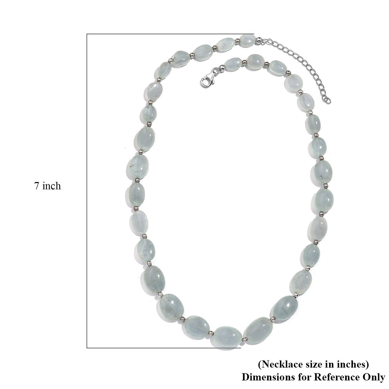 Aquamarine 138.00 ctw Beaded Necklace in Rhodium Over Sterling Silver 18-20 Inches