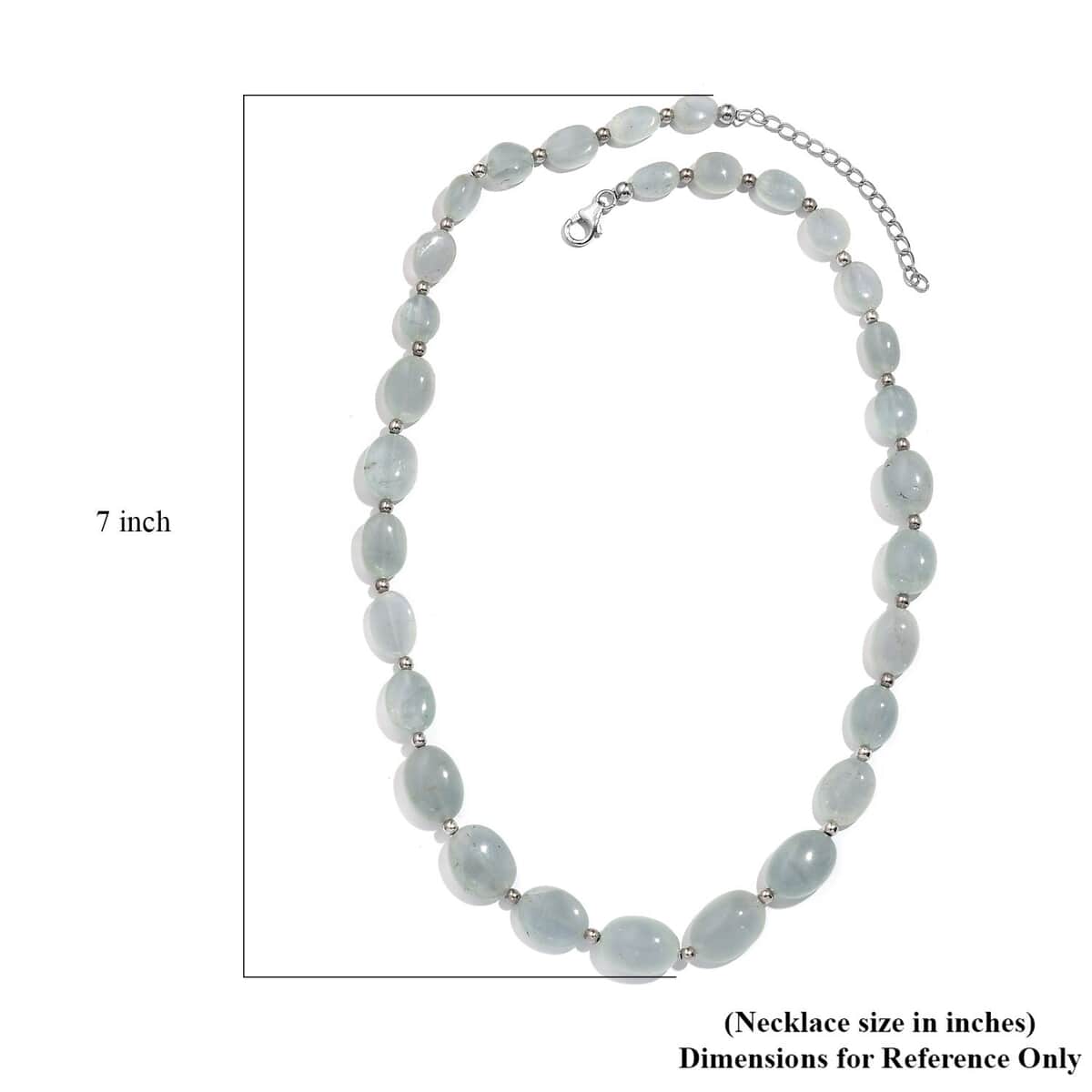 Aquamarine 138.00 ctw Beaded Necklace in Rhodium Over Sterling Silver 18-20 Inches image number 5