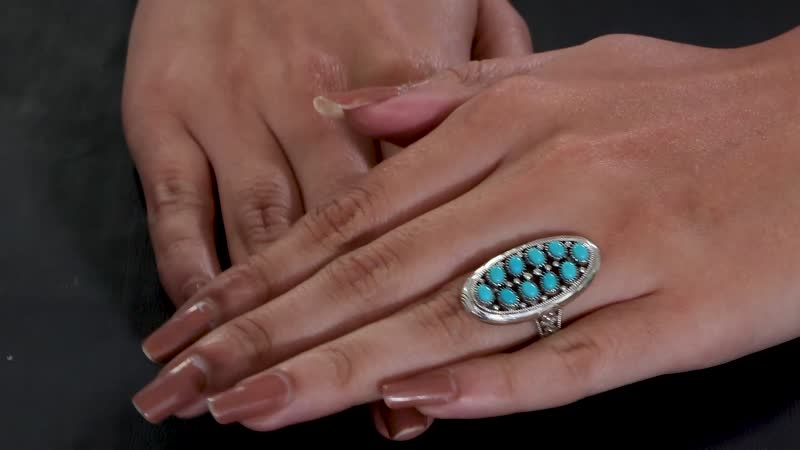 Artisan Crafted Lagoon Turquoise 1.90 ctw Fancy Ring in Sterling Silver (Size 10.0)