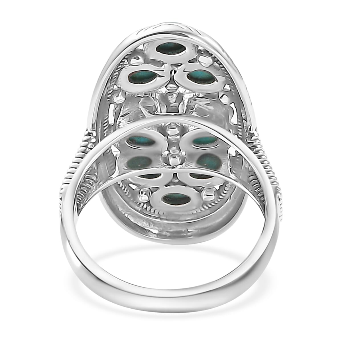 Artisan Crafted Sleeping Beauty Turquoise 1.90 ctw Floral Ring in Sterling Silver (Size 6.0)  image number 4