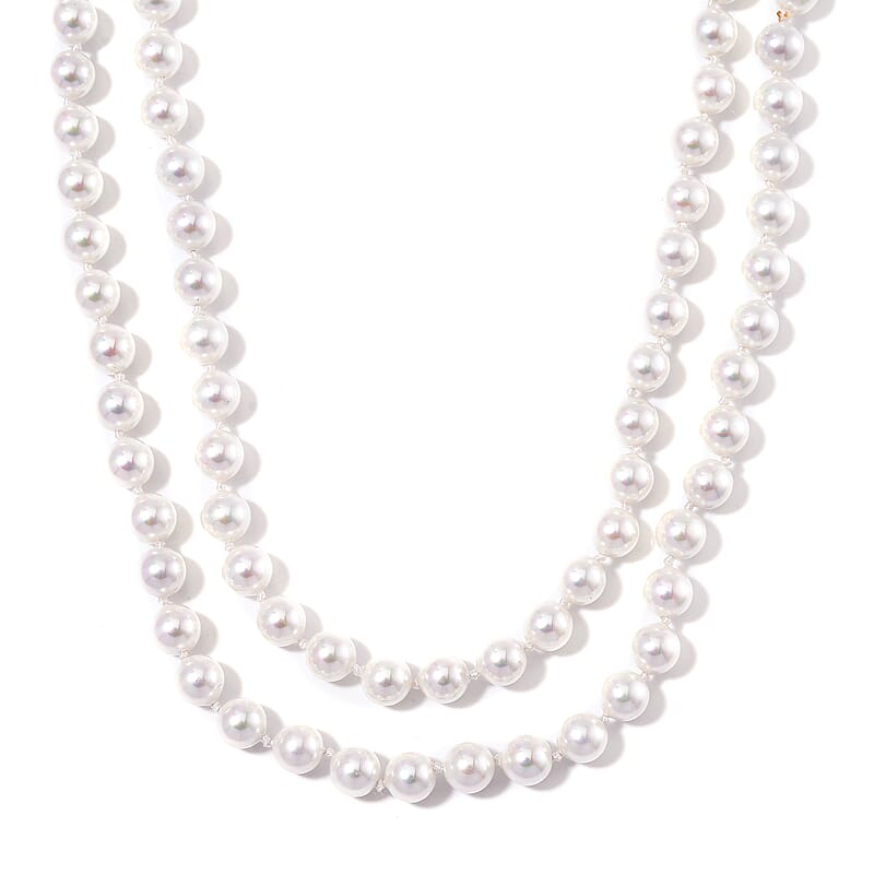 White Shell Pearl Endless Necklace 41 Inches