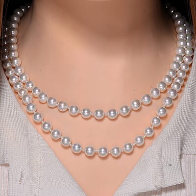 White Shell Pearl Endless Necklace 41 Inches