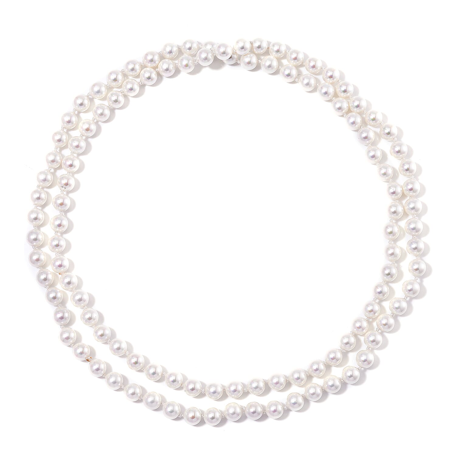 White Shell Pearl Endless Necklace 41 Inches