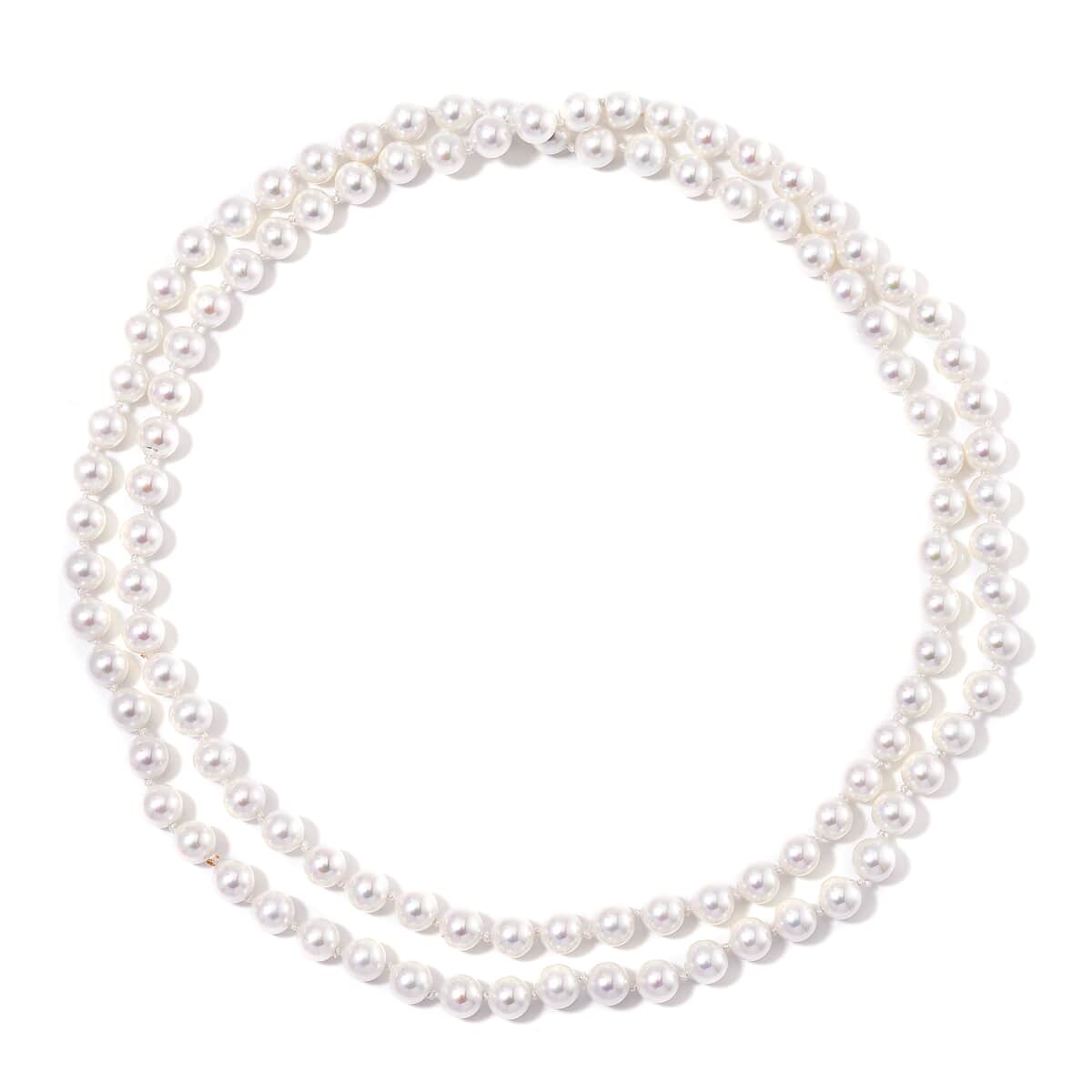 Doorbuster White Shell Pearl Endless Necklace 41 Inches image number 2