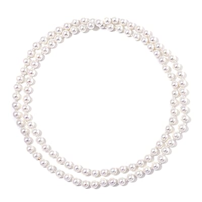 White Shell Pearl Endless Necklace 41 Inches