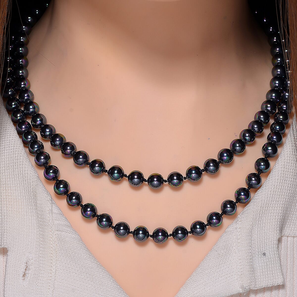 Peacock Color Shell Pearl Endless Necklace 41 Inches image number 1