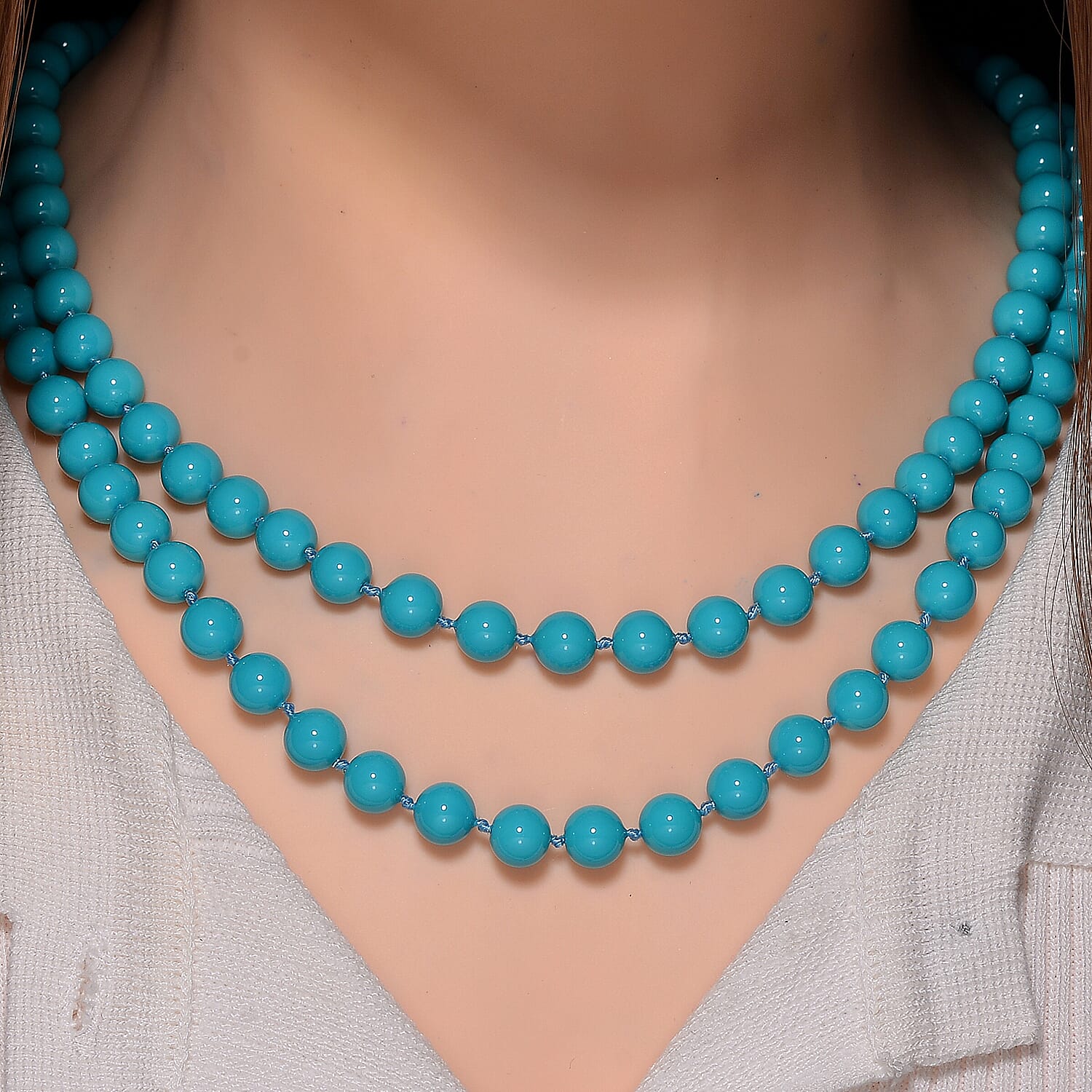 Sleeping Beauty Color Shell Pearl Endless Necklace 41 Inches