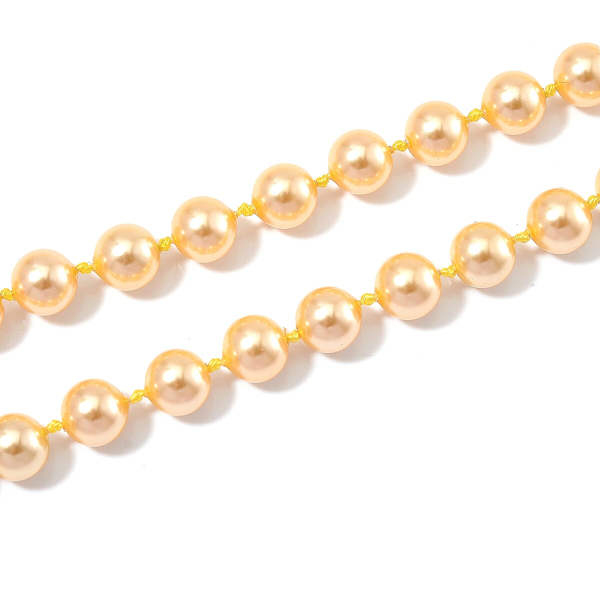 Golden Color Shell Pearl Endless Necklace 41 Inches image number 3