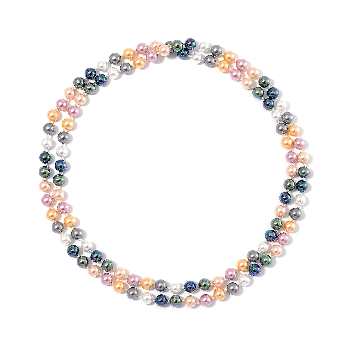 Multi Color Shell Pearl Endless Necklace 41 Inches image number 2