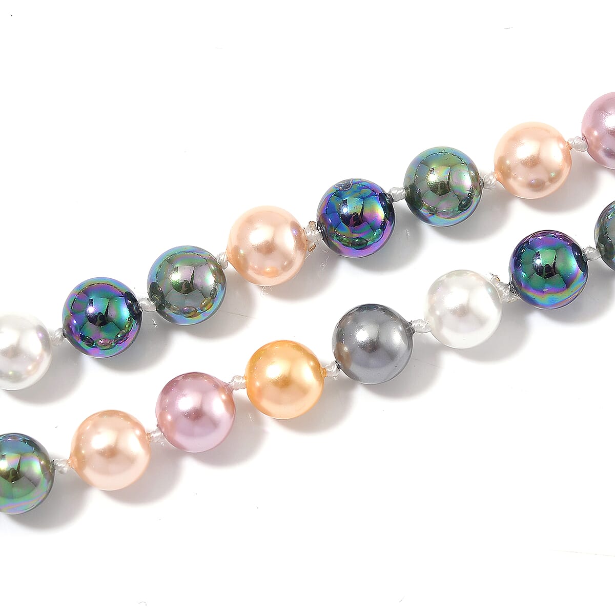 Multi Color Shell Pearl Endless Necklace 41 Inches image number 3