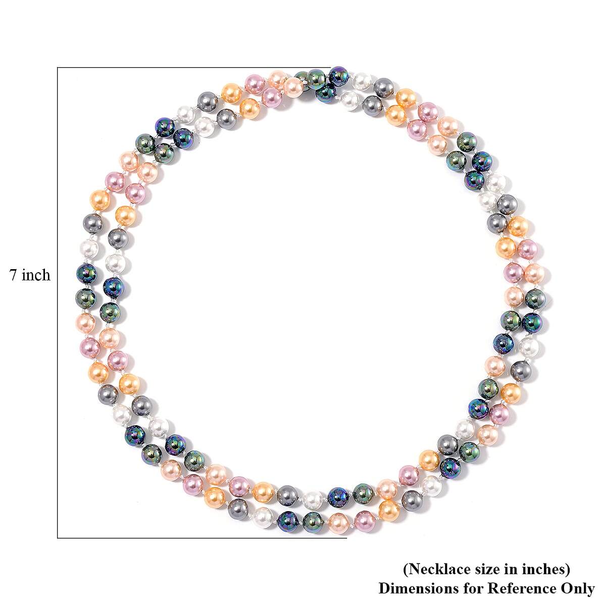 Multi Color Shell Pearl Endless Necklace 41 Inches image number 4