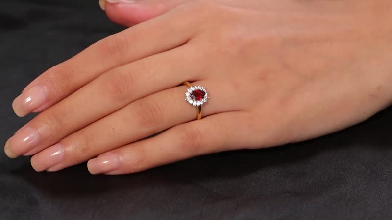 Mozambique Garnet, White Zircon Ring in 18K Vermeil YG Over Sterling Silver (Size 10.0) 1.35 ctw