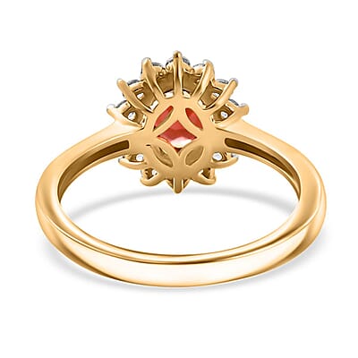 D'Joy Mozambique Garnet and White Zircon 1.35 ctw Ring in 18K Vermeil Yellow Gold Over Sterling Silver (Size 10.0)
