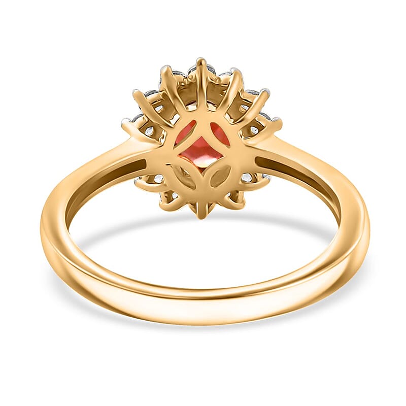 D'Joy Mozambique Garnet and White Zircon 1.35 ctw Ring in 18K Vermeil Yellow Gold Over Sterling Silver (Size 10.0)