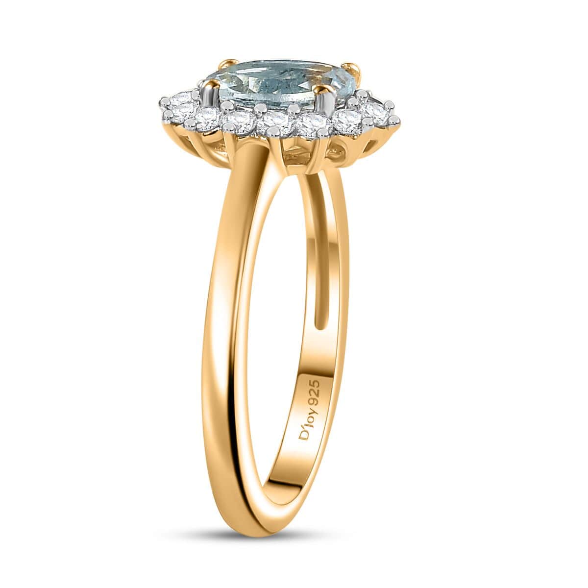 Premium Mangoro Aquamarine and White Zircon 1.15 ctw Ring in 18K Vermeil Yellow Gold Over Sterling Silver (Size 10.0) image number 3