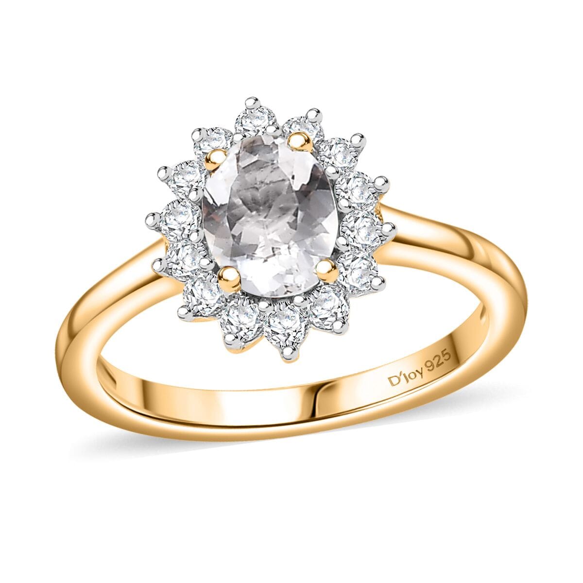 Brazilian Petalite and White Zircon 1.00 ctw Ring in 18K Vermeil Yellow Gold Over Sterling Silver (Size 8.0) image number 0