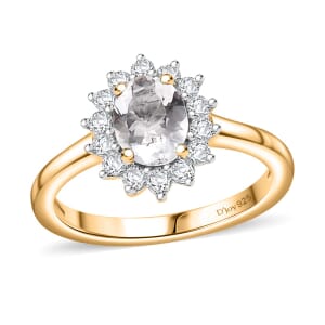 Brazilian Petalite and White Zircon 1.00 ctw Ring in 18K Vermeil Yellow Gold Over Sterling Silver (Size 8.0)