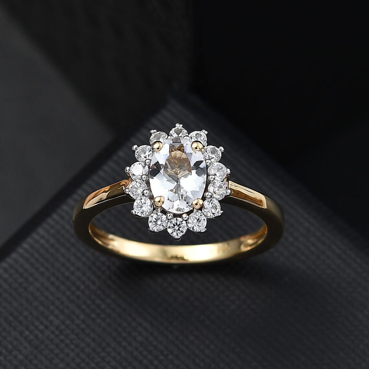 Brazilian Petalite and White Zircon 1.00 ctw Ring in 18K Vermeil Yellow Gold Over Sterling Silver (Size 8.0) image number 1