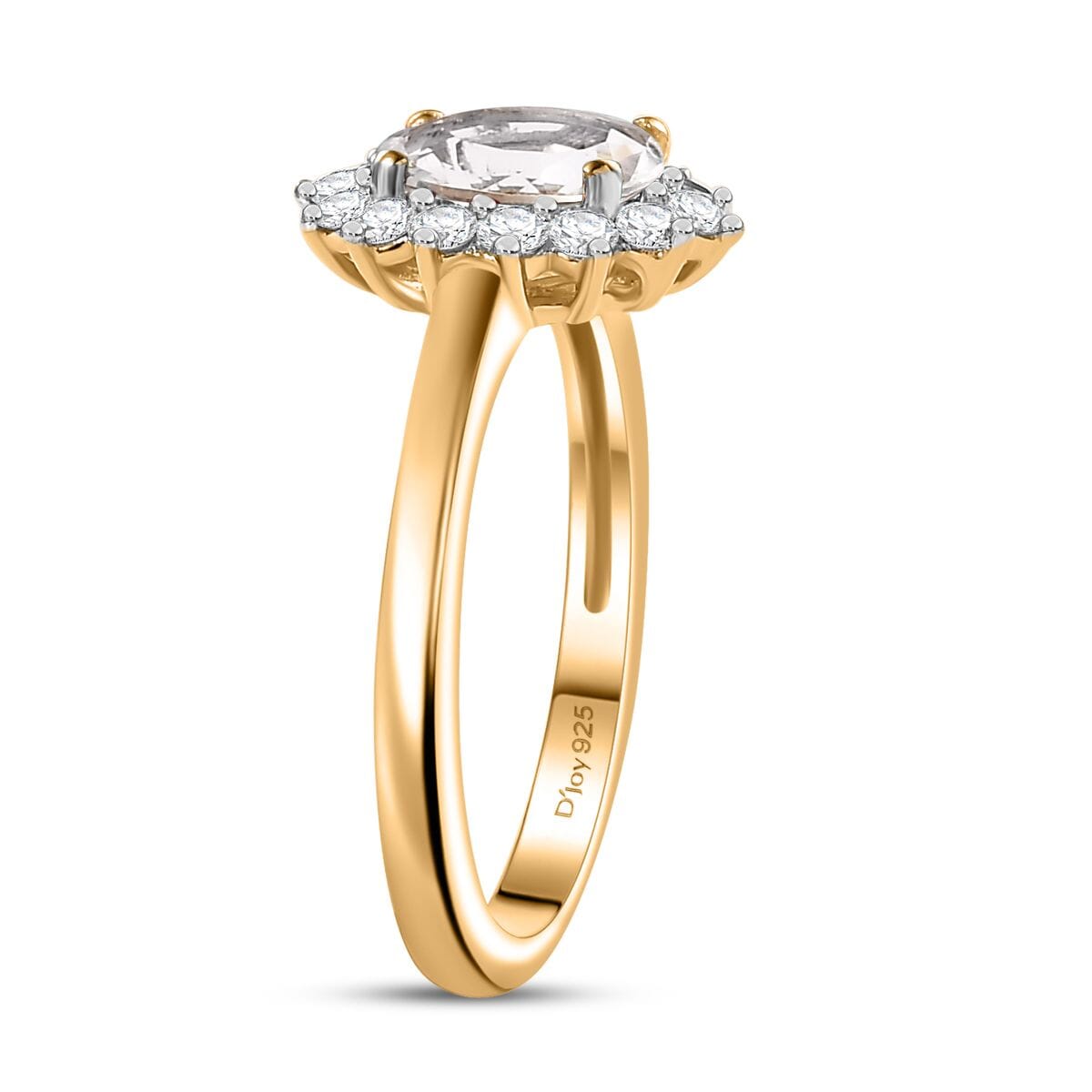 Brazilian Petalite and White Zircon 1.00 ctw Ring in 18K Vermeil Yellow Gold Over Sterling Silver (Size 8.0) image number 3