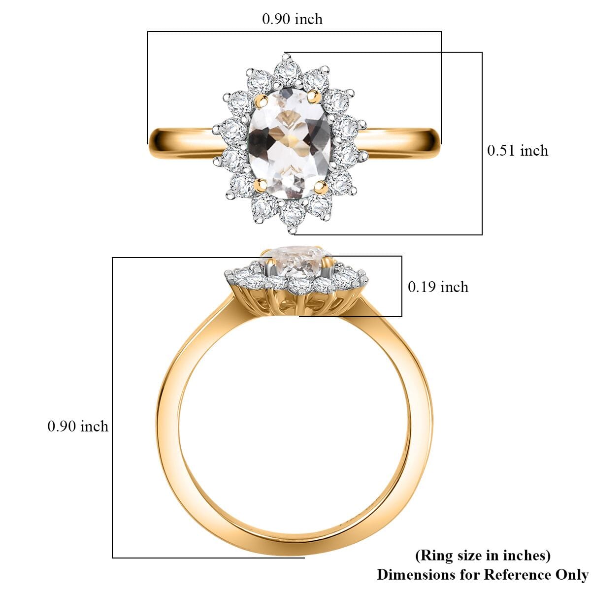 Brazilian Petalite and White Zircon 1.00 ctw Ring in 18K Vermeil Yellow Gold Over Sterling Silver (Size 8.0) image number 5