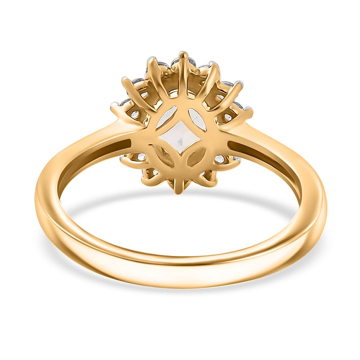 D'Joy Kuisa Rainbow Moonstone and White Zircon 1.20 ctw Ring in 18K Vermeil Yellow Gold Over Sterling Silver (Size 10.0) image number 4