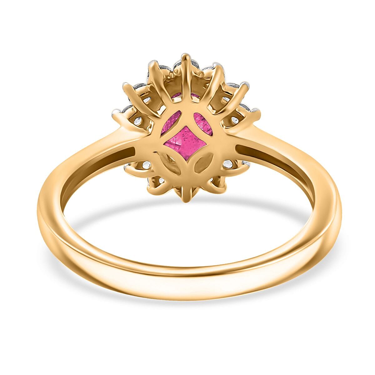 D'Joy Niassa Ruby (FF) and White Zircon 1.65 ctw Ring in 18K Vermeil Yellow Gold Over Sterling Silver (Size 10.0) image number 4