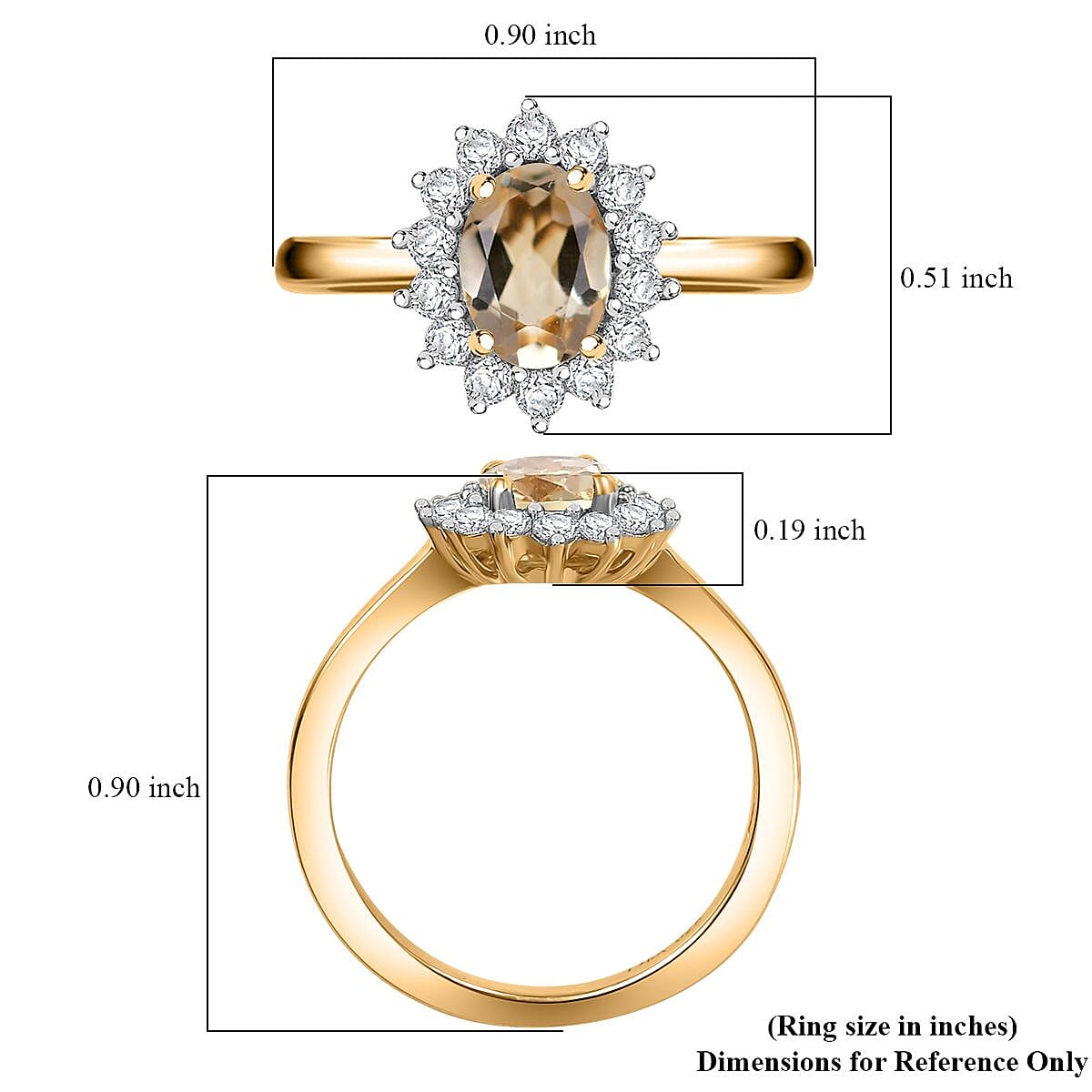 D'Joy Brazilian Citrine and White Zircon 1.20 ctw Ring in 18K Vermeil Yellow Gold Over Sterling Silver (Size 6.0) image number 5
