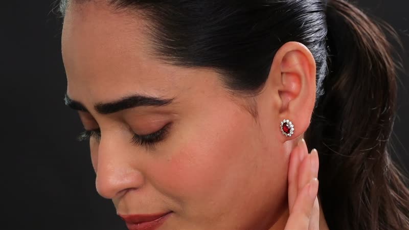 Mozambique Garnet, White Zircon Sunburst Stud Earrings in 18K Vermeil YG Over Sterling Silver 2.60 ctw