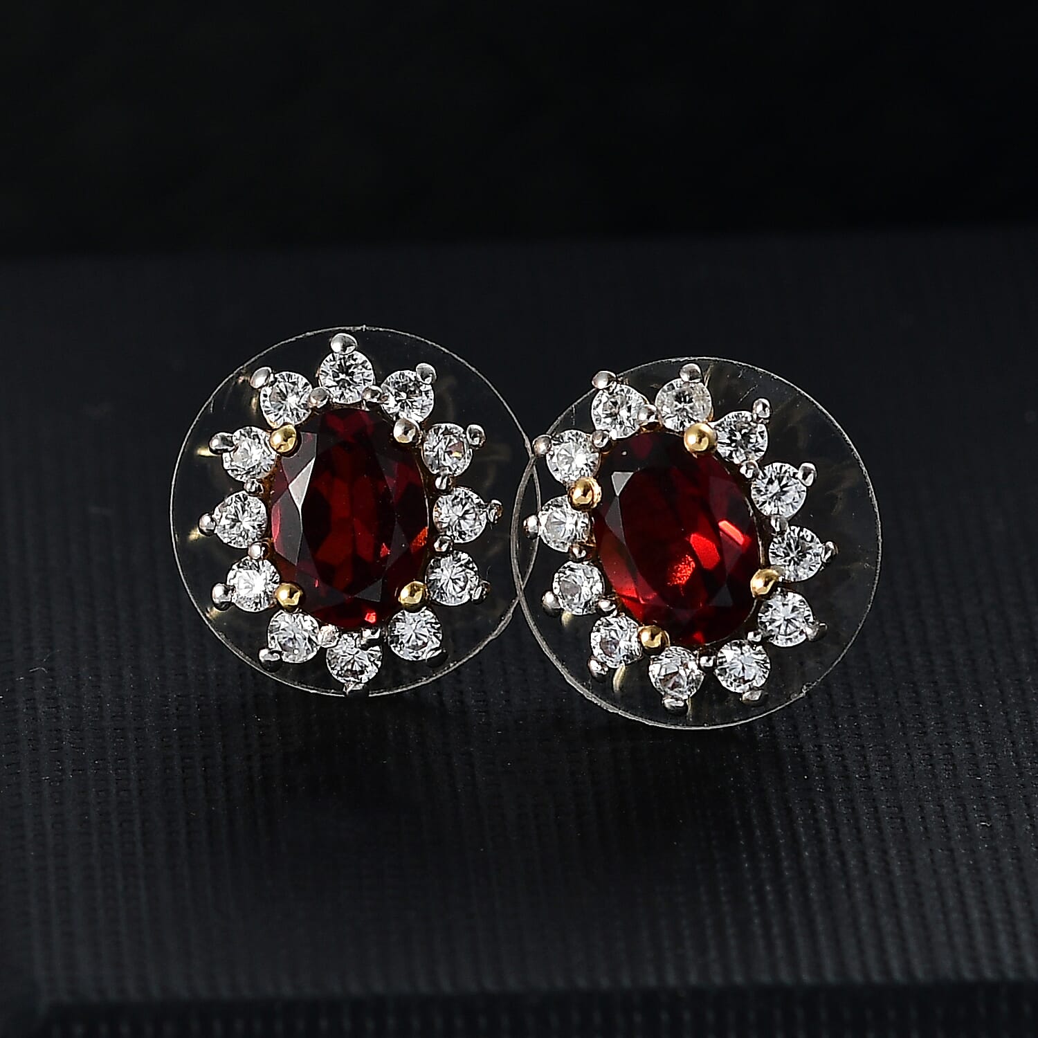D'Joy Mozambique Garnet and White Zircon 2.60 ctw Sunburst Stud Earrings in 18K Vermeil Yellow Gold Over Sterling Silver