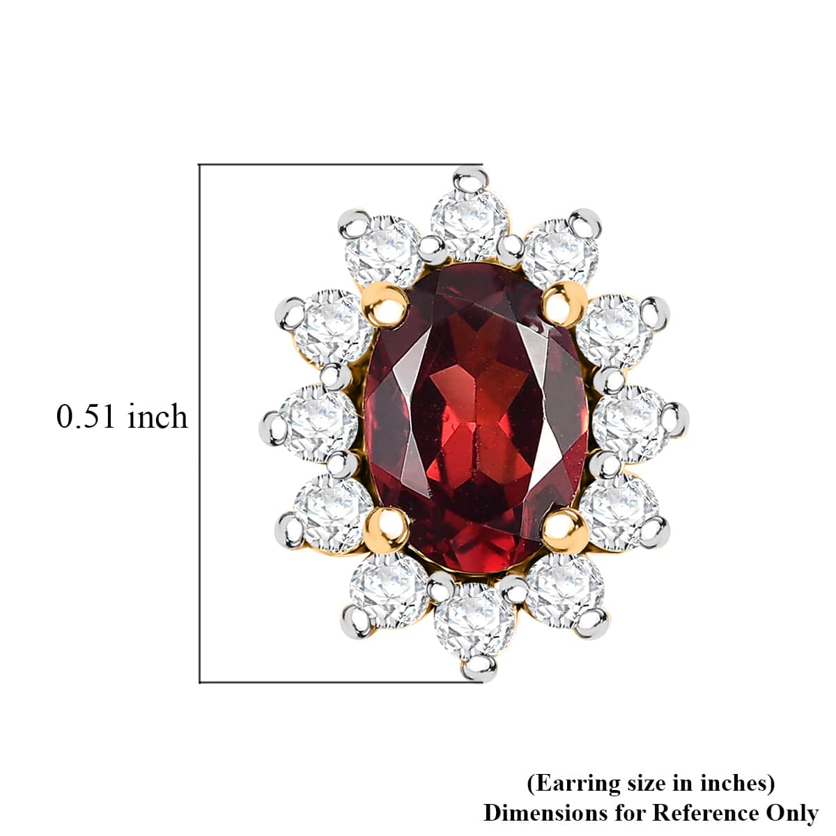 Mozambique Garnet and White Zircon 2.60 ctw Sunburst Stud Earrings in 18K Vermeil Yellow Gold Over Sterling Silver image number 4