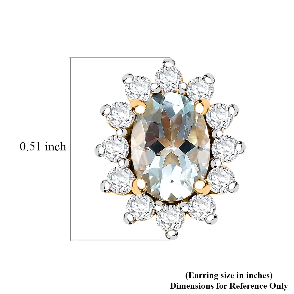 D'Joy Mangoro Aquamarine and White Zircon 2.10 ctw Sunburst Stud Earrings in 18K Vermeil Yellow Gold Over Sterling Silver image number 4