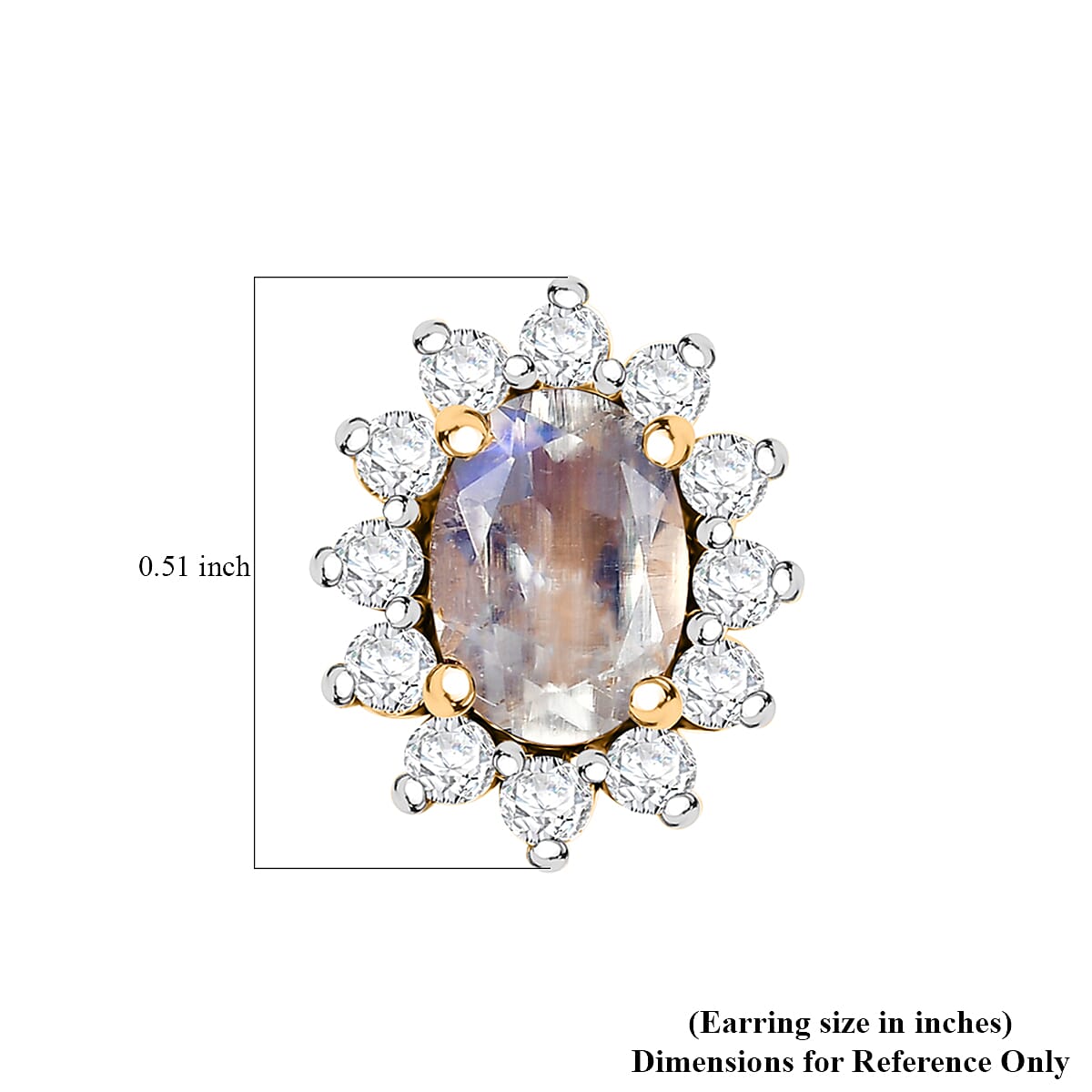 D'Joy Kuisa Rainbow Moonstone and White Zircon 2.20 ctw Sunburst Stud Earrings in 18K Vermeil Yellow Gold Over Sterling Silver image number 4