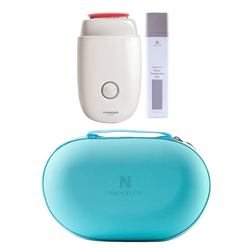 Nuovaluce Mini Plus Microcurrent Skincare Device Bundle with Silver Conductive Gel and Travel Case (2 Years Warranty)