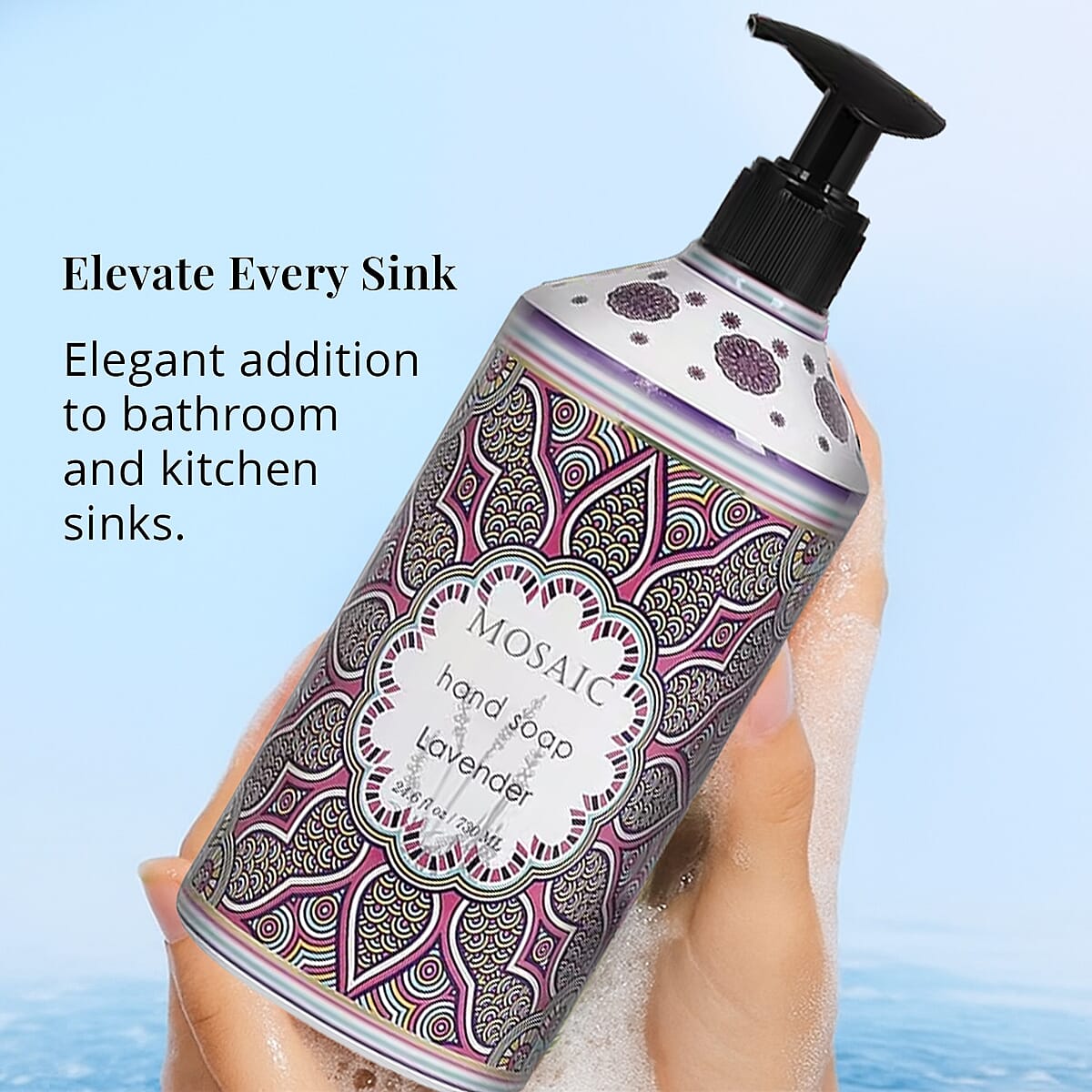Mosaic Liquid Hand Soap Series- Almond & Argan, Camomile, Lavender, Peppermint & Eucalyptus (24.6oz Each) image number 5