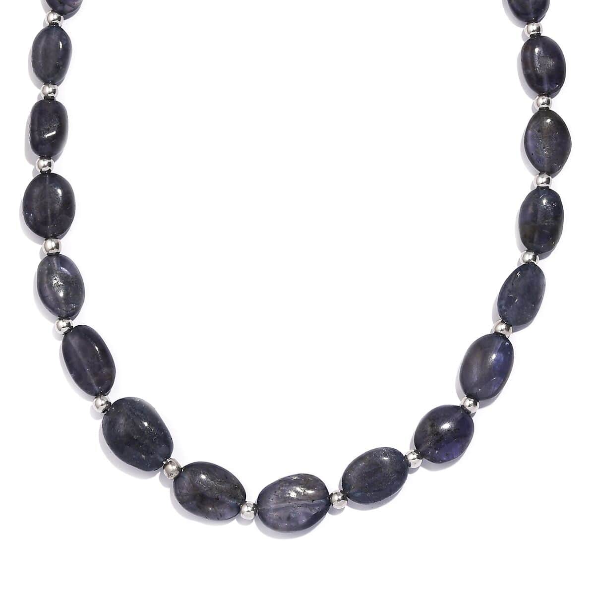 Catalina Iolite 85.00 ctw Beaded Necklace in Rhodium Over Sterling Silver 18 Inches image number 0