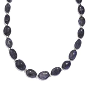 Catalina Iolite 85.00 ctw Beaded Necklace in Rhodium Over Sterling Silver 18 Inches