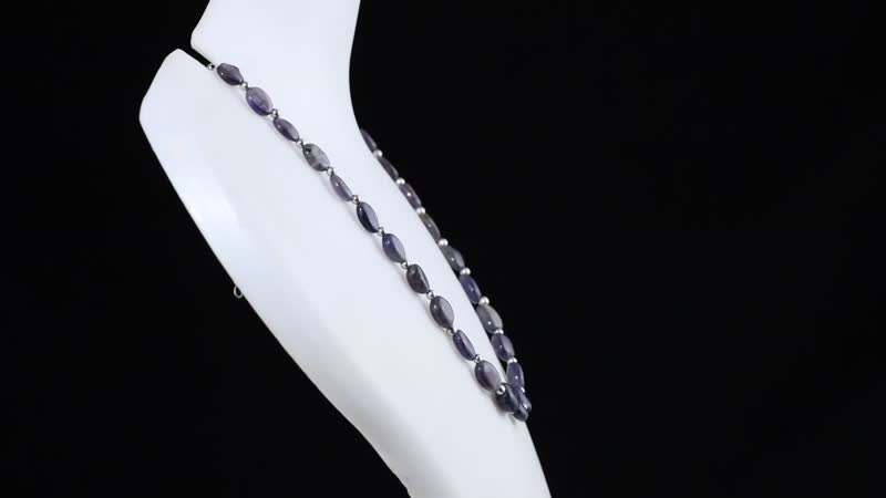 Catalina Iolite 85.00 ctw Beaded Necklace in Rhodium Over Sterling Silver 18 Inches