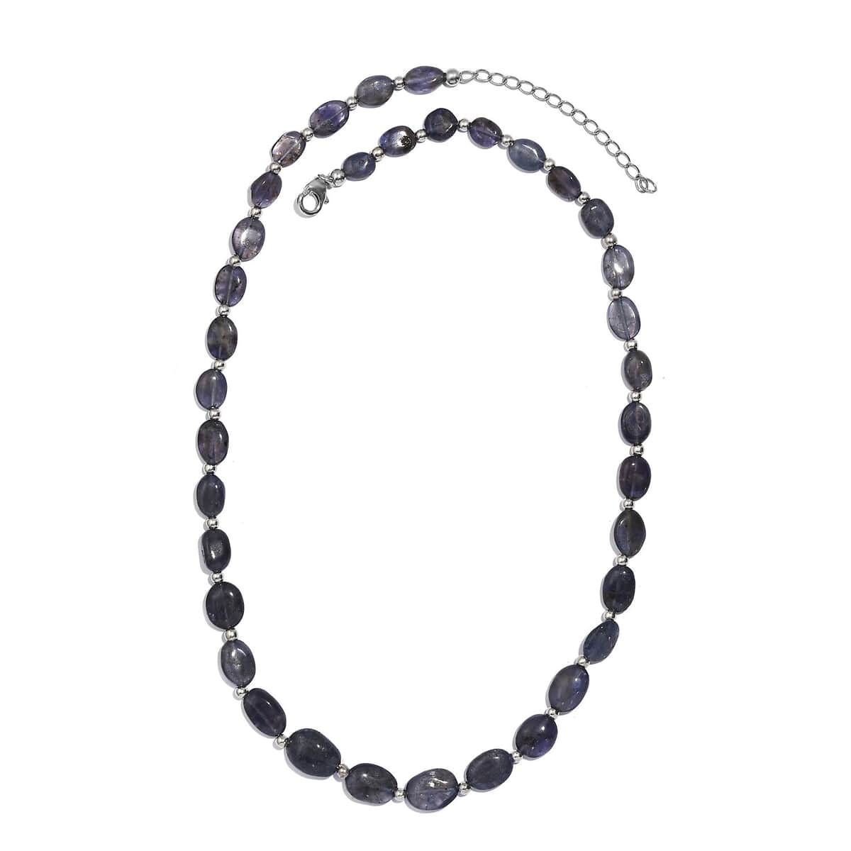 Catalina Iolite 85.00 ctw Beaded Necklace in Rhodium Over Sterling Silver 18 Inches image number 3