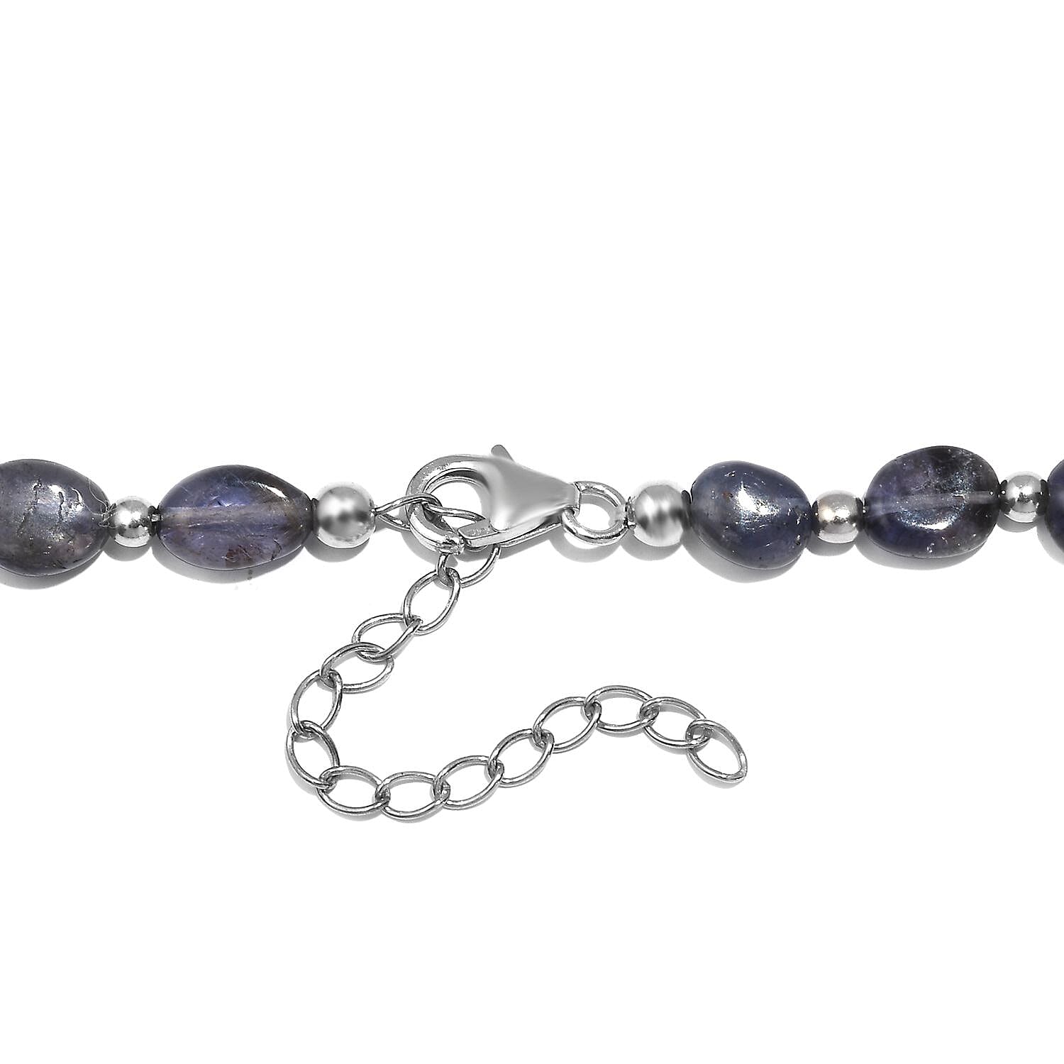 Catalina Iolite 85.00 ctw Beaded Necklace in Rhodium Over Sterling Silver 18 Inches
