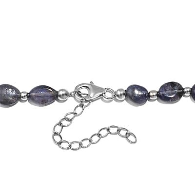 Catalina Iolite 85.00 ctw Beaded Necklace in Rhodium Over Sterling Silver 18 Inches