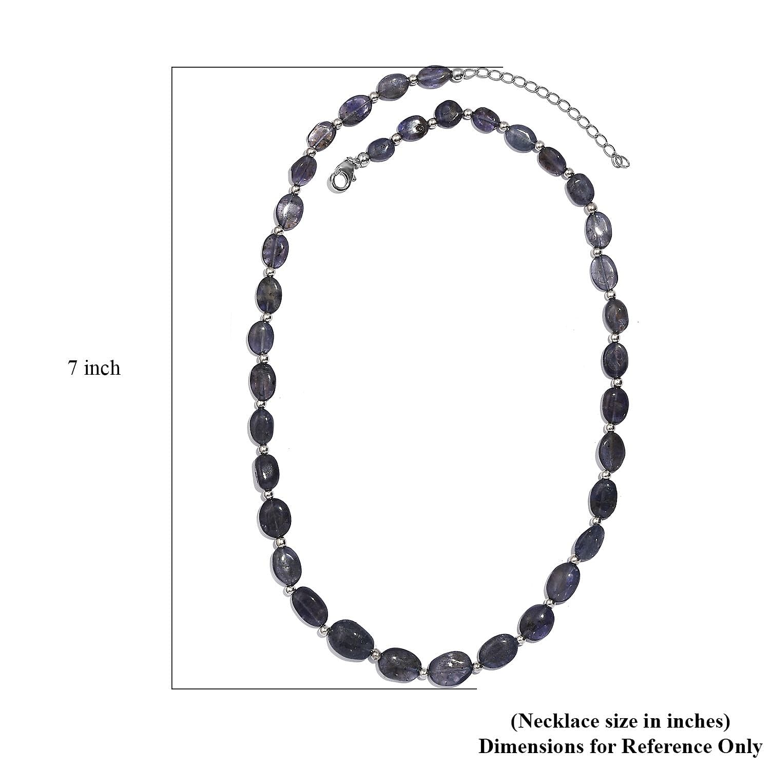 Catalina Iolite 85.00 ctw Beaded Necklace in Rhodium Over Sterling Silver 18 Inches