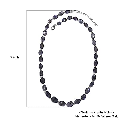 Catalina Iolite 85.00 ctw Beaded Necklace in Rhodium Over Sterling Silver 18 Inches