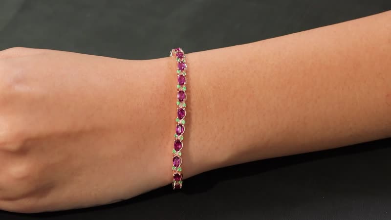 AAA Radiant Ember Garnet and Tsavorite Garnet 8.20 ctw Bracelet in 18K Vermeil Rose Gold Over Sterling Silver (7.25 In)