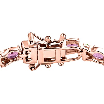 D'Joy AAA Radiant Ember Garnet and Tsavorite Garnet 9.50 ctw Petals Vine Bracelet in 18K Vermeil Rose Gold Over Sterling Silver (7.25 In)