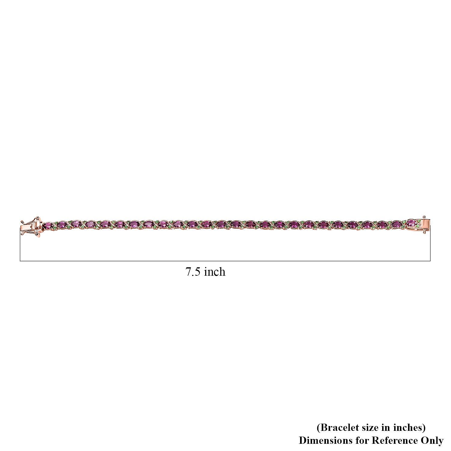 D'Joy AAA Radiant Ember Garnet and Tsavorite Garnet 9.50 ctw Petals Vine Bracelet in 18K Vermeil Rose Gold Over Sterling Silver (7.25 In)