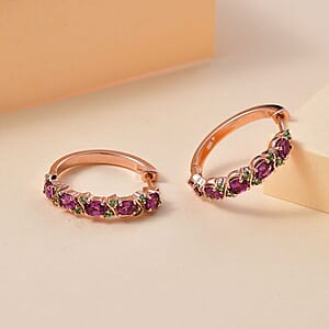 D'Joy AAA Radiant Ember Garnet and Tsavorite Garnet 3.10 ctw Petals Vine Earrings in 18K Vermeil Rose Gold Over Sterling Silver