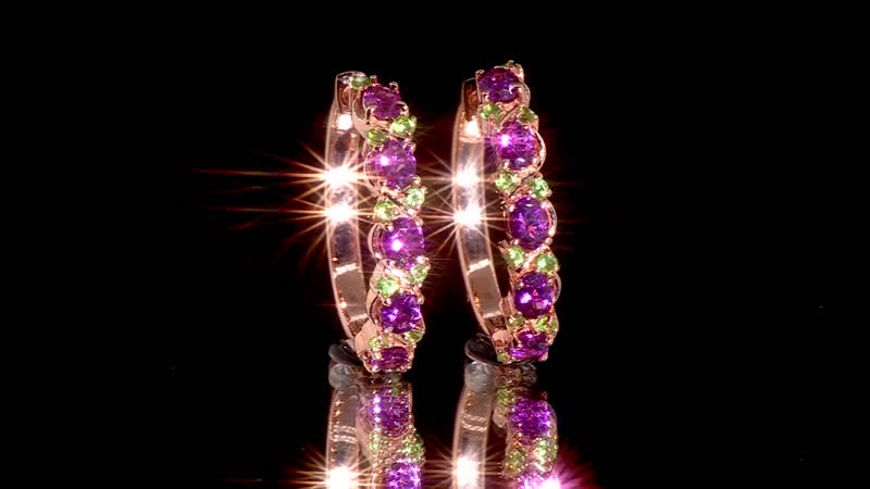 D'Joy AAA Radiant Ember Garnet and Tsavorite Garnet 3.10 ctw Petals Vine Earrings in 18K Vermeil Rose Gold Over Sterling Silver