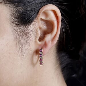 D'Joy AAA Radiant Ember Garnet and Tsavorite Garnet 3.10 ctw Petals Vine Earrings in 18K Vermeil Rose Gold Over Sterling Silver